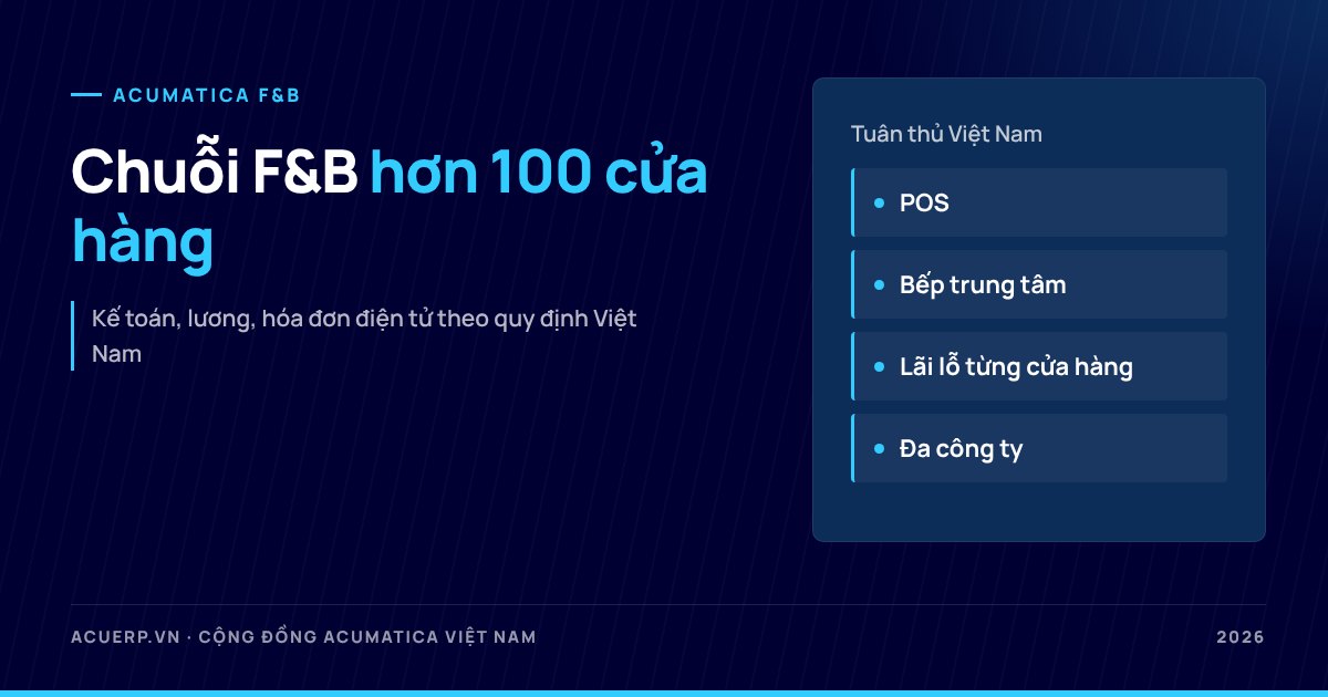 Acumatica cho chuỗi F&B hơn 100 cửa hàng: dữ liệu, POS và lãi lỗ từng điểm bán