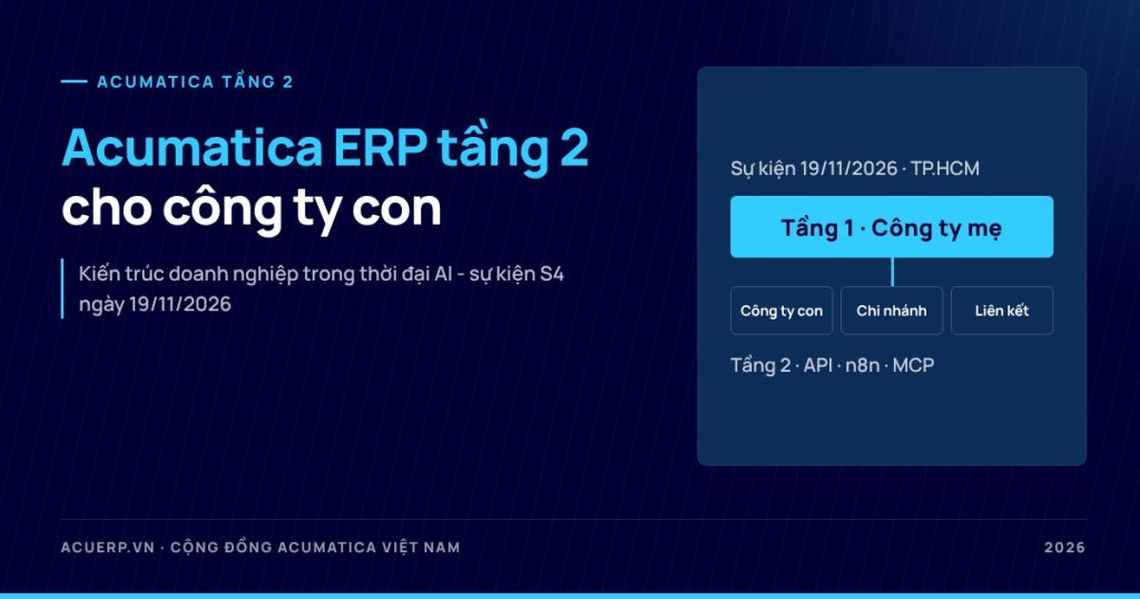 Acumatica ERP tầng 2 cho công ty con: kết nối công ty mẹ qua API, n8n và MCP